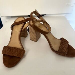 Splendid Tan Suede Block Heel Sandals